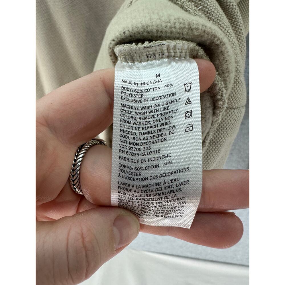 Nautica Men's sz M Beige 1/4 Zip Pullover Cotton Blend Neutral Golf Sailing Prep - Picture 5 of 10